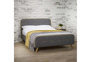 LPD Furniture Loft Grey Upholstered Fabric Bed Frame 4FT6 Double 5FT King Size (6164258586798)