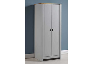 Seconique Ludlow Grey and White with Oak Lacquer 2 Door Wardrobe (5762500788390)