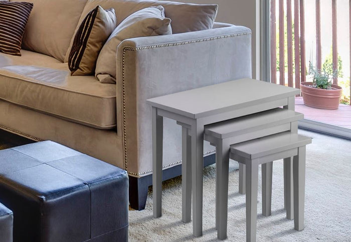 OSD Solid Hardwood Grey Nest of Tables