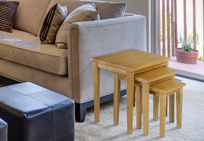 OSD Solid Hardwood Light Oak Nest of Tables