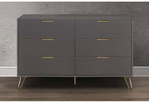 Birlea Arlo Matt Grey with Gold Hair Pin Leg Chest 4 Drawer,5 Drawer & 6 Drawer (5786113015974)