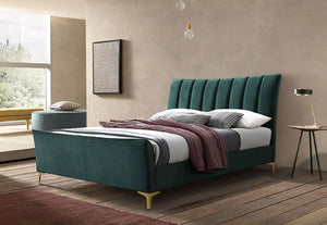 Birlea Clover Green and Grey Upholstered Fabric Bed Small Double, Double, King (5544927920294)