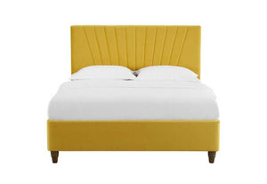 LPD Furniture Lexie Mustard Pink Silver Upholstered Fabric Bed Double King Size (6164080853166)