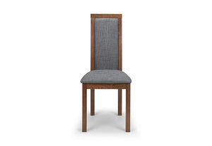 Julian Bowen Melrose Walnut Solid Beech Slate Grey Linen Dining Chair (5635517939878)
