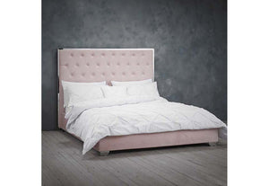 LPD Furniture Meribel Pink Velvet Upholstered Fabric Bed Frame Double King Size (6164260028590)