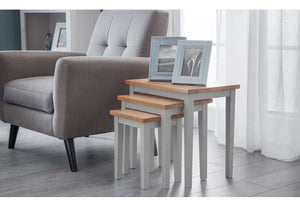 Julian Bowen Cleo  Grey & Oak Nest of Tables (7249127899310)