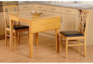 Seconique ViennaOak Drop Leaf Dining Set with 2 Brown Faux Leather Dining Set (5719986897062)