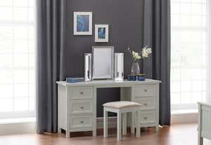 Julian Bowen Maine Surf White and Dove Grey Solid Pine Dressing Table Stool (6563311354030)