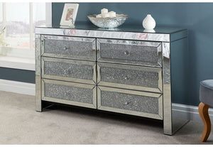 Birlea Vienna Mirrored Glass with Crystal 4 Drawer Chest and 6 Drawer Chest (5600490029222)