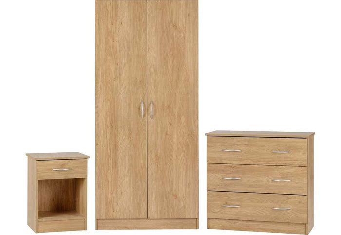 Seconique Bellingham Oak Veneer 3 Piece Bedroom Set