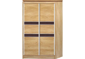 Seconique Charles Oak with Walnut Trim and White 2 Door Sliding Wardrobe (5740986040486)