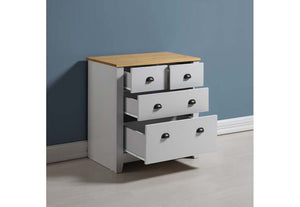 Seconique Ludlow Grey and White with Oak Lacquer 2 Plus 2 Drawer Chest (5774969733286)