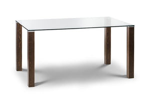 Julian Bowen Cayman Glass Top with Walnut Rectangular Dining Table (5801650815142)