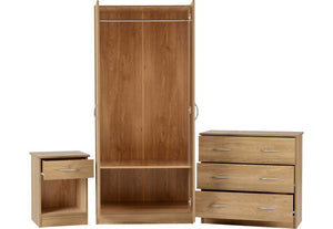 Seconique Bellingham Oak Veneer 3 Piece Bedroom Set (5734106759334)