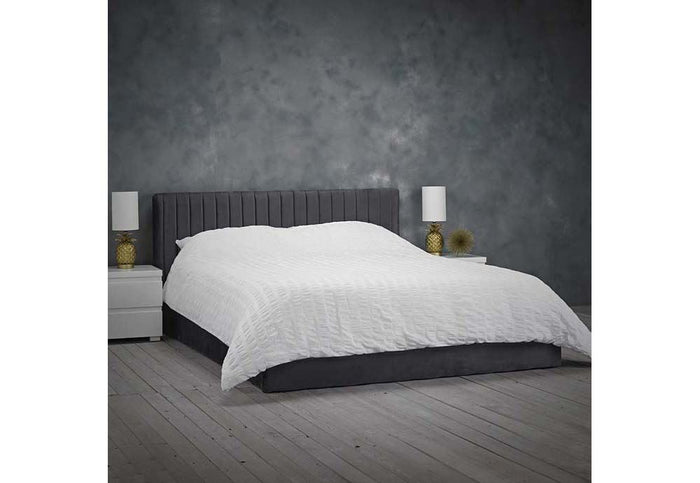 LPD Furniture Berlin Silver and Teal Metal Bed 4FT6 Double 5FT King Size