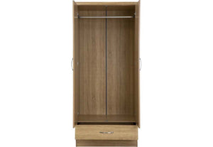 Seconique Nevada Grey, Oyster, Sonoma Oak and White 2 Door 1 Drawer Wardrobe (5762520842406)