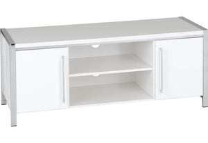 Seconique Charisma Grey & White Gloss w/Chrome 2 Door 2 Open Shelf TV Unit (6080921993390)