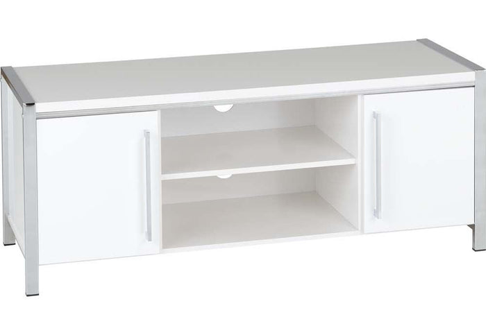 Seconique Charisma Grey & White Gloss w/Chrome 2 Door 2 Open Shelf TV Unit