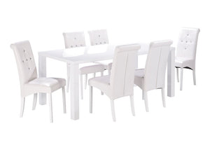 LPD Monroe Puro High Gloss White Charcoal Cream Stone Large Dining Table (6164282114222)