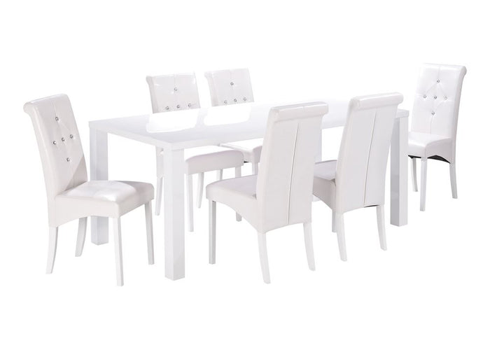 LPD Monroe Puro High Gloss White Charcoal Cream Stone Large Dining Table