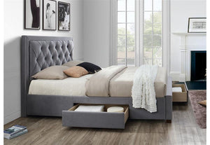 Birlea Woodbury Grey Velvet Upholstered Fabric Bed Double, King and Super King (5597391978662)