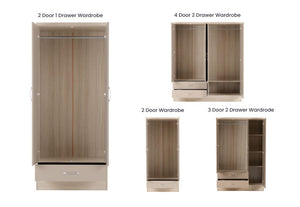 OSD Nevada Oyster Gloss/Light Oak Effect Veneer Wardrobe (7582013915310)