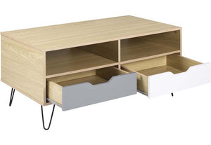 Seconique Bergen Oak Effect with White and Grey 2 Drawer Coffee Table (5732269064358)