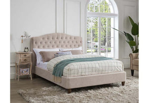 LPD Sorrento Cappuccino & Pink Upholstered Fabric Bed Single Double King Size (6164265238702)