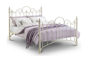 Julian Bowen Florence Stone White Steel Metal Bed 4FT6 Double 5FT King Size (5641615573158)