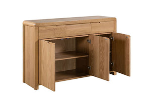Julian Bowen Curve Waxed Oak 3 Drawer 3 Door Sideboard (5805856882854)