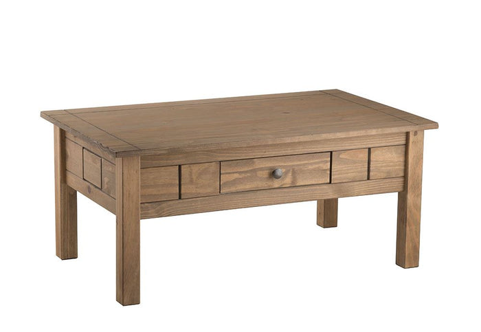 Birlea Santiago Distressed Waxed Finish Solid Pine 1 Drawer Coffee Table