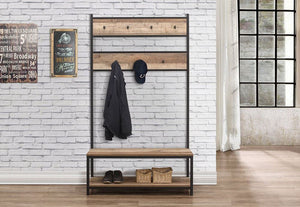 Birlea Urban Rustic Wood Effect with Black Metal Frame Coat Rack and Bench (5596213608614)