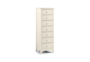 Julian Bowen Cameo Stone White Solid Pine 7 Drawer Tall Narrow Chest (5642185998502)