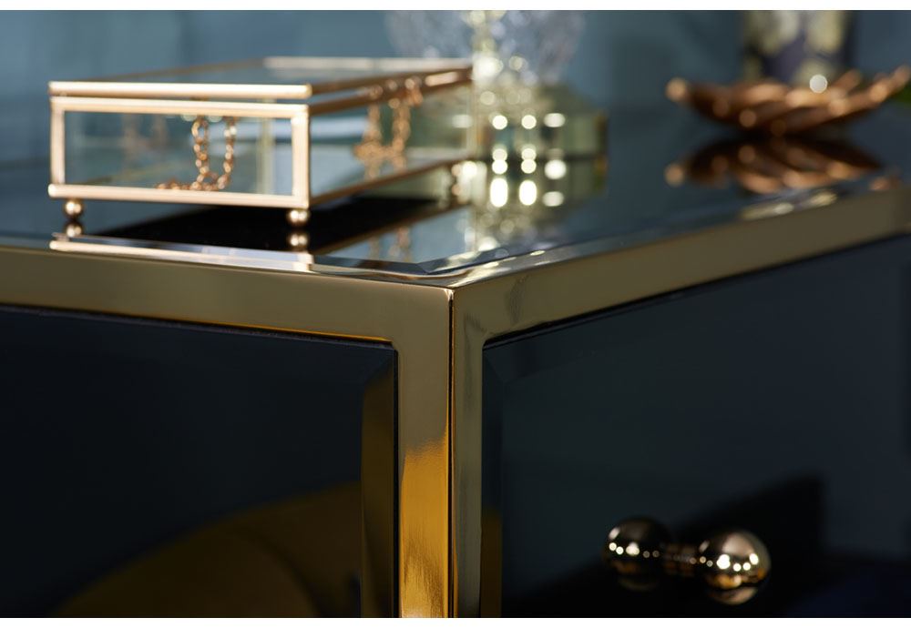 Black on sale glass nightstand