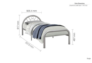 Birlea Solo Silver Steel Metal Bed Frame 3FT Single - 90cm (5595933868198)