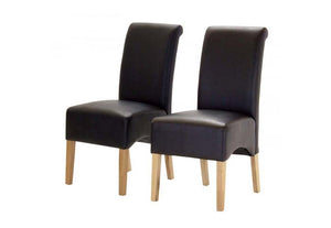 OSD Melitopol Black & Brown PU with Oak Legs Dining Chair (7622136725678)