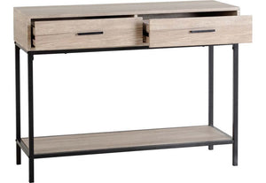 Seconique Warwick Oak Effect Veneer with Black Console Table (5759183224998)