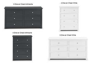 Julian Bowen Radley Surf White and Anthracite 4 Drawer 6 Drawer Wide Chests (5644525830310)
