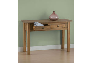 Birlea Santiago Distressed Waxed Finish Solid Pine 2 Drawer Console Table (5596193783974)