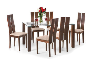 Julian Bowen Cayman Glass Top with Walnut Rectangular Dining Table (5801650815142)