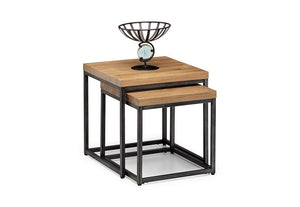 Julian Bowen Brooklyn Solid Oak & Gunmetal Nest of Tables (5644658376870)