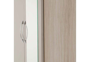 Seconique Nevada Grey, Oyster, Sonoma Oak & White 2 Door 1 Drw Mirrored Wardrobe (6541907427502)