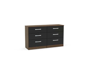 Lynx Walnut & Black Gloss Bedroom Furniture Wardrobe Chest Bedside by Birlea (6771742867630)