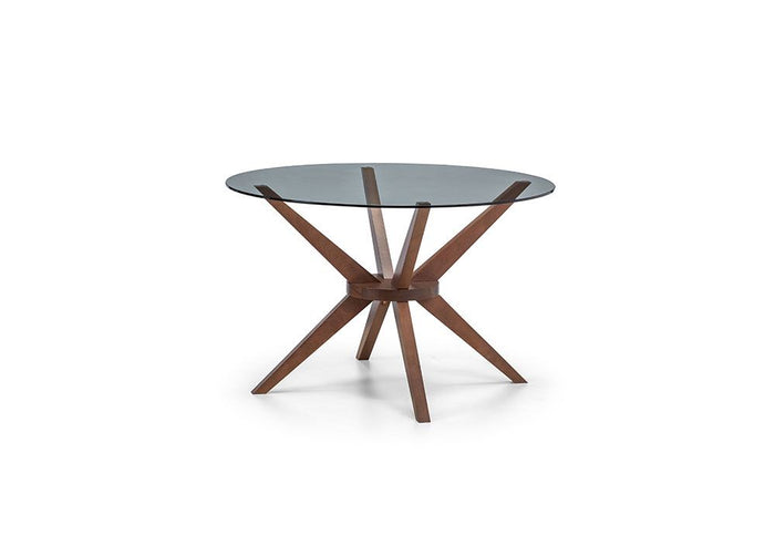 Julian Bowen Chelsea Walnut Round Glass Top Dining Table