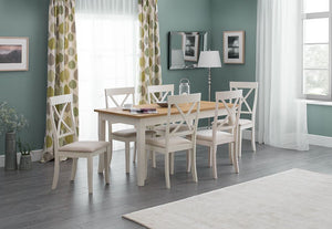 Julian Bowen Davenport Oak and Ivory Base Extending Dining Table (5805866057894)