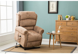 Birlea Manhattan Wheat Polyester Upholstered Fabric Rise and Recliner Chair (5596124184742)