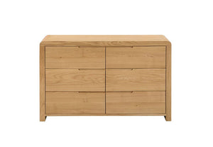 Julian Bowen Curve Waxed Solid Oak 3 Drawer 3 + 2 Drawer 6 Drawer Wide Chest (6570277077166)