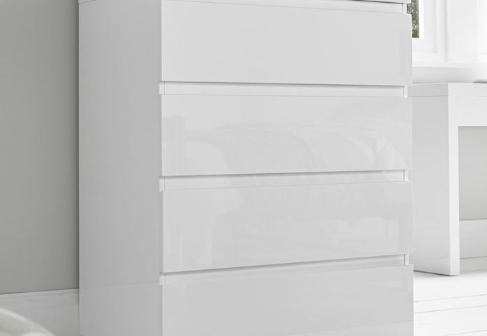 LPD Furniture Puro High Gloss White, Charcoal, Cream and Stone 4 Drawer Chest