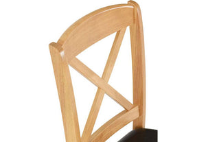 Seconique Mason Oak Varnish/Brown Faux Leather Dining Chair (5781313487014)