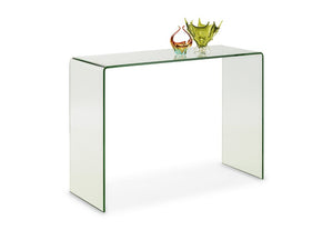 Julian Bowen Amalfi Designer Bent Clear Safety Tempered Glass Console Table (5644848660646)